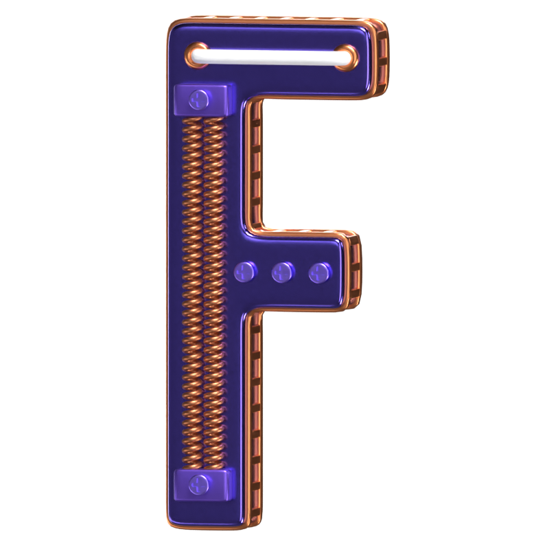 F Letter 3D Shape Condensed Future Text 3D Graphic