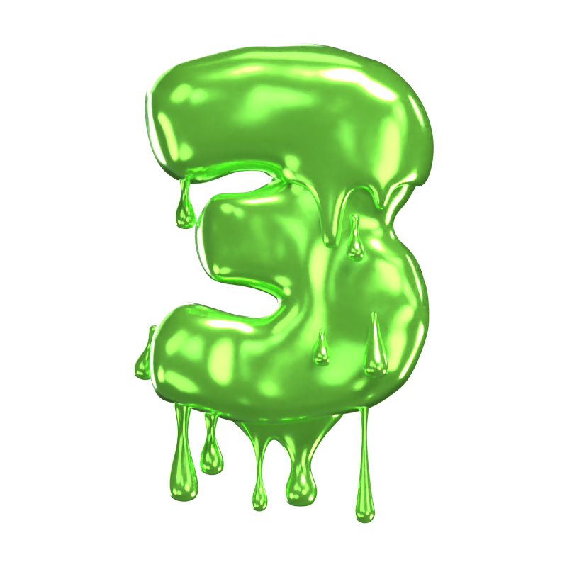 3D Número 3 Forma Slime Texto 3D Graphic