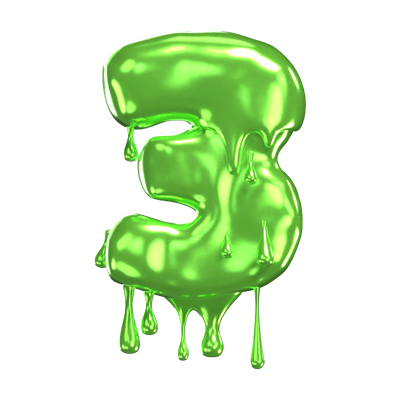 3D Number 3 Shape Slime Text 3D Graphic