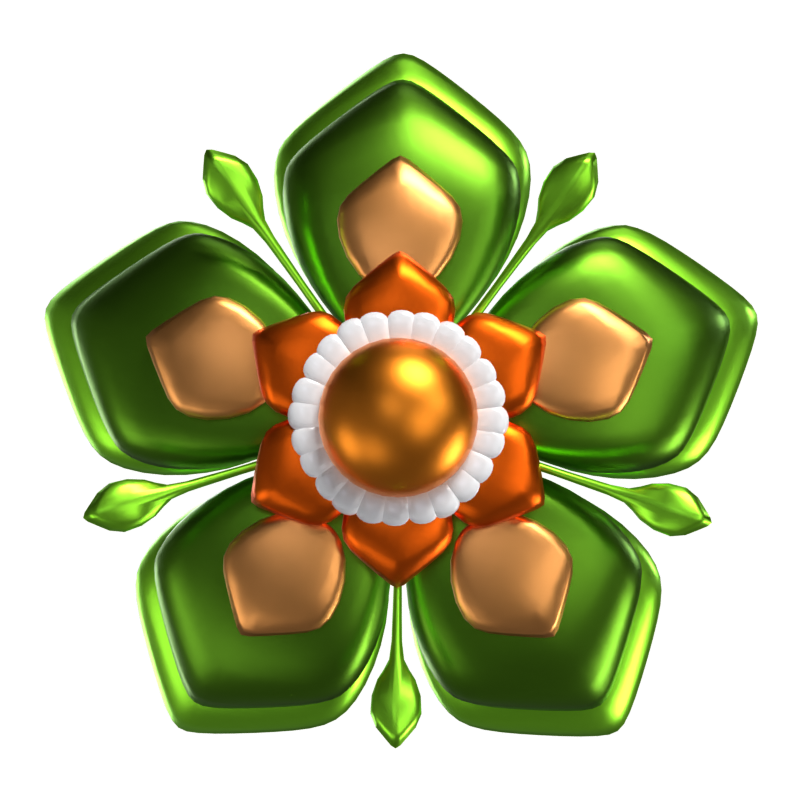 3D Flower Shape  A Refreshing Green Color 3D Graphic