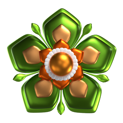 3D Flower Shape  A Refreshing Green Color 3D Graphic