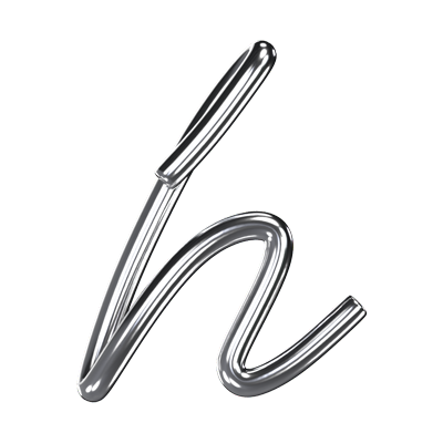 H  Letter 3D Shape Chrome Text 3D Graphic