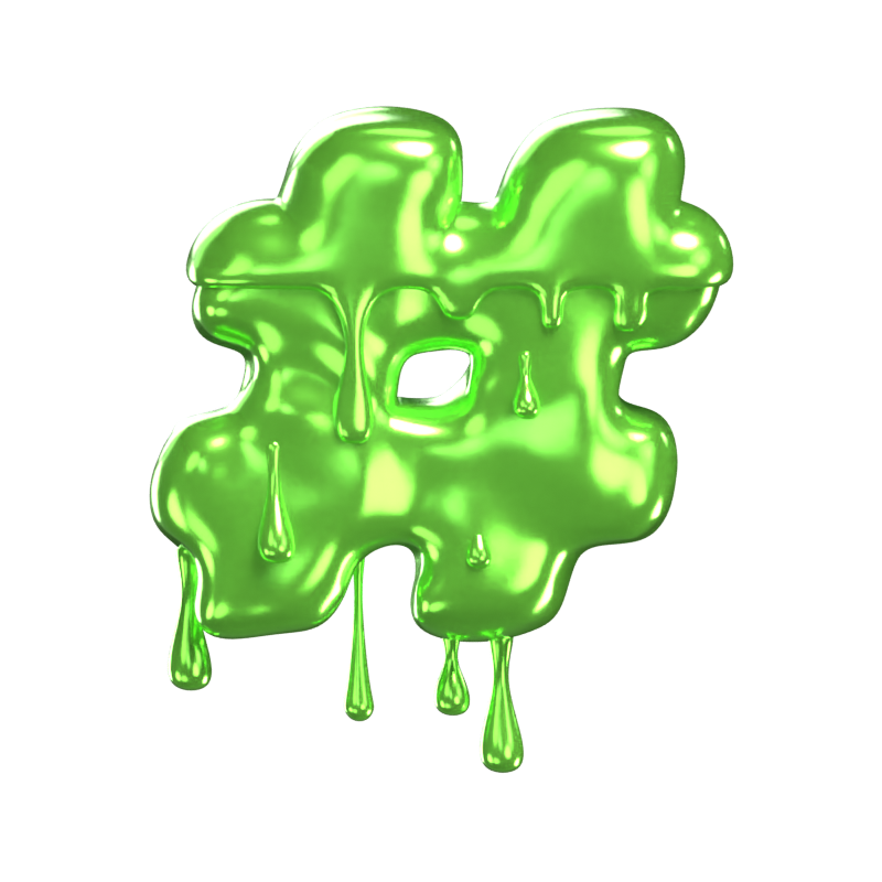 Hashtag Symbol 3D Shape  Slime Text 3D Graphic