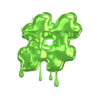 Hashtag Symbol 3D Shape  Slime Text 3D Graphic