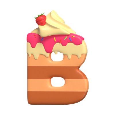 B  Letter 3D Shape Cake Text 3D Graphic