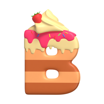 b letter 3d shape cake text 3D Graphic