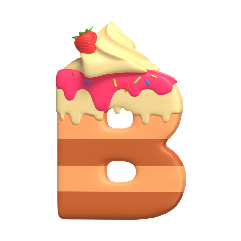 B  Letter 3D Shape Cake Text 3D Graphic
