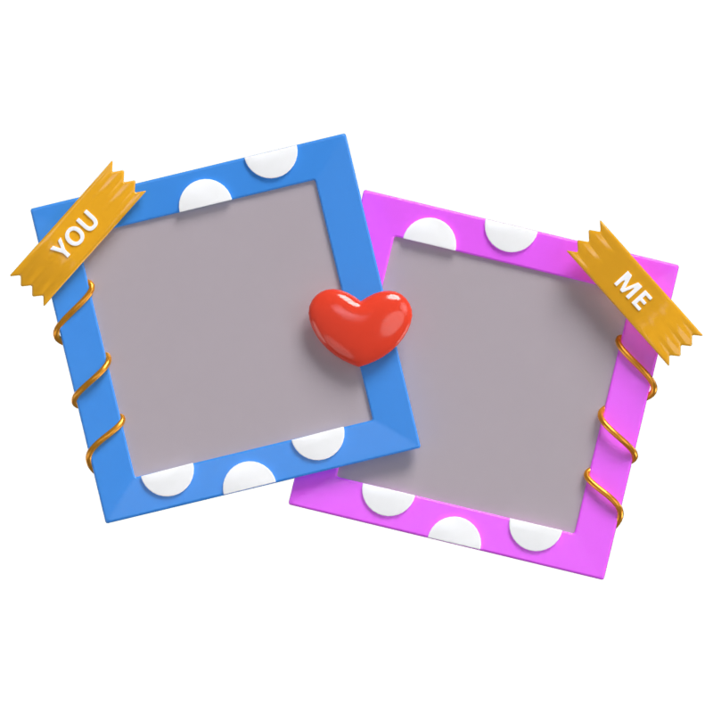 3D Polaroid Frame Couple Para Modelo de Casal 3D Graphic