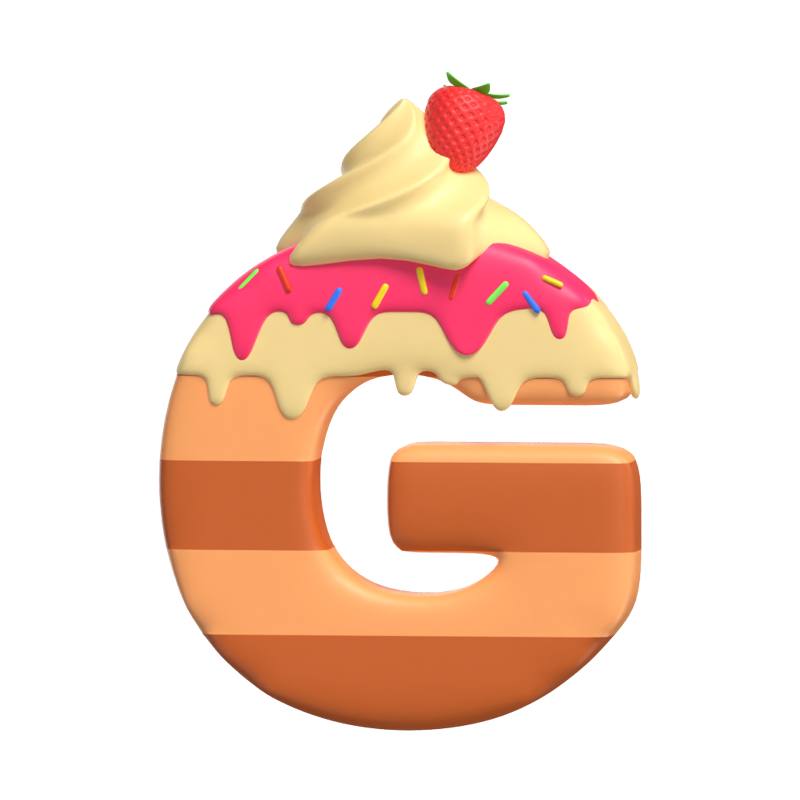 G  Letter 3D Shape Cake Text 3D Graphic