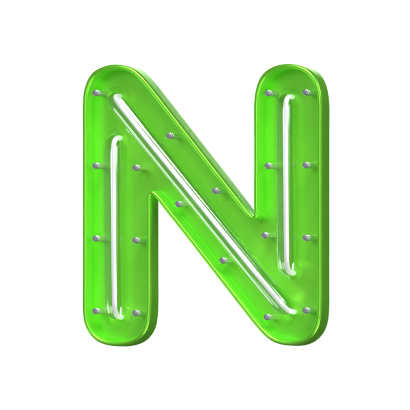 N Buchstabe 3D Form Neon Text 3D Graphic