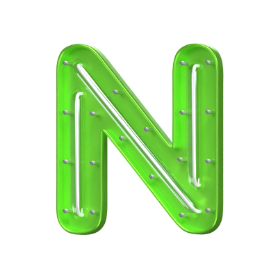 N  Letter 3D Shape Neon Text 3D Graphic