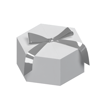 3D Hexagon Shaped Closed Giftbox With Simple Ribbon 3D Graphic
