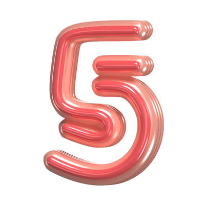   3D Number 5 Shape Rounded Text 3D Graphic