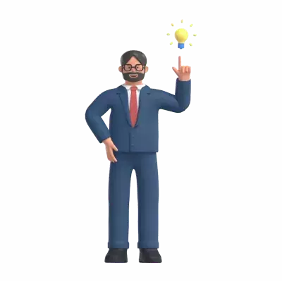 Businessman With Bulb 3D Illustration