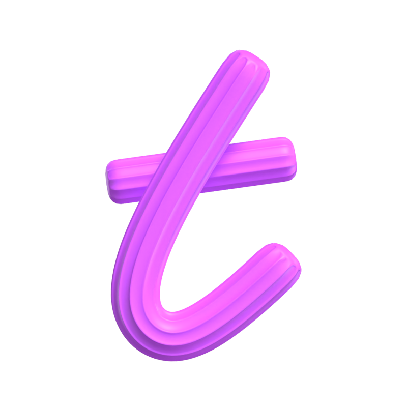 T Letter 3D Shape Creamy Text