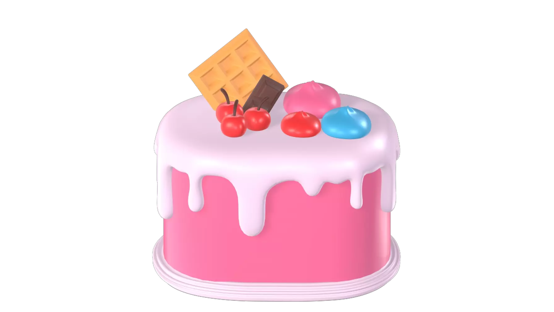 Birthday Oval Cake 3D Graphic
