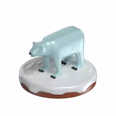 3D Polar Bear On Round Base With Snow 3D Graphic