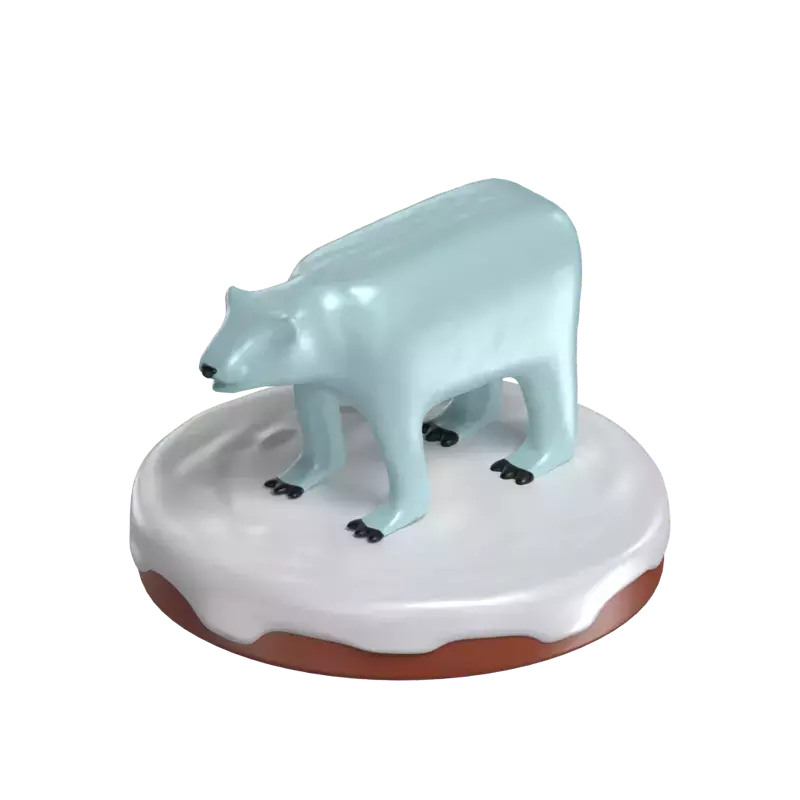 3D Polar Bear On Round Base With Snow 3D Graphic