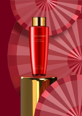 Fancy Serum Display Podium with Red Background 3D Template