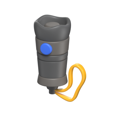 3D Police Flashlight Icon With A Strap 3D Graphic