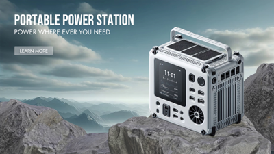 Portable Power Station Outdoor With 3D Rock 3D Template