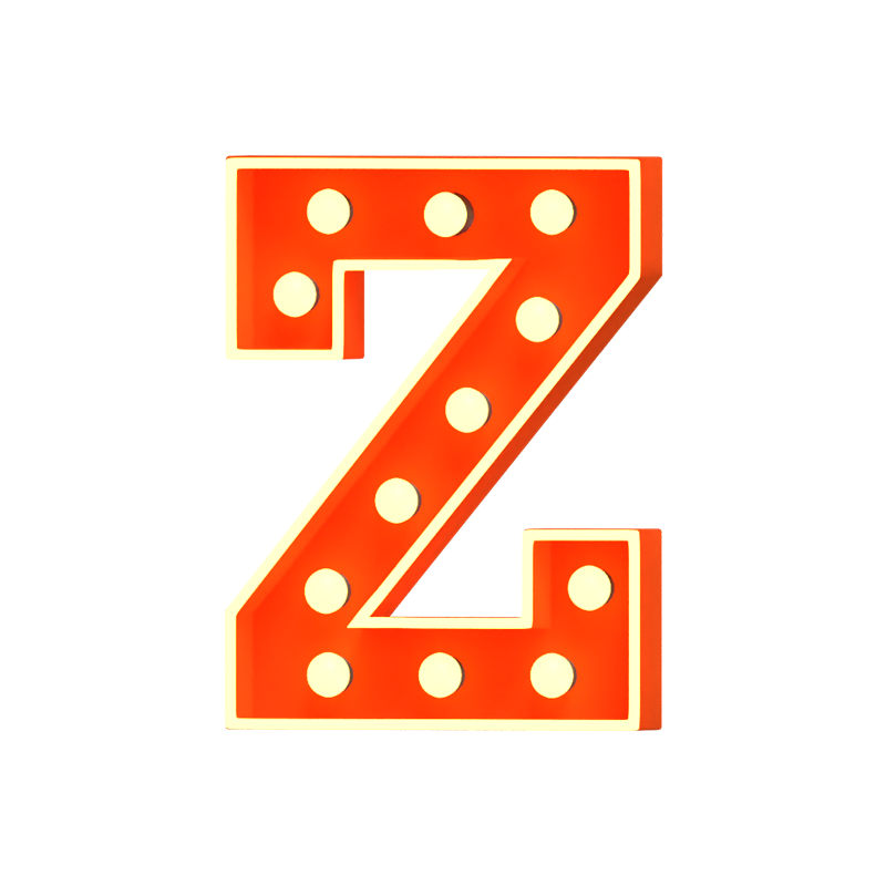 Z Letter 3D Shape Marquee Lights Text 3D Graphic