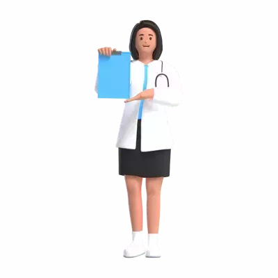 Female Doctor Showing Clipboard 3D Illustration