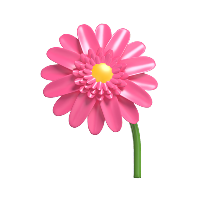 3D Gerbera Cute Pink Daisy Sweet Floral Delight 3D Graphic