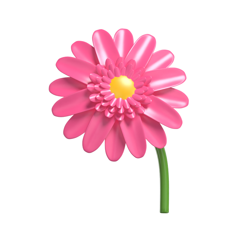 3D Gerbera Cute Pink Daisy Sweet Floral Delight 3D Graphic