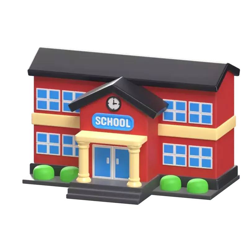 3D School Building Model Foundations Of Knowledge 3D Graphic