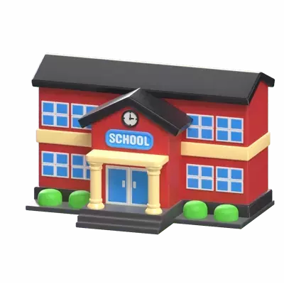 3D School Building Model Foundations Of Knowledge 3D Graphic