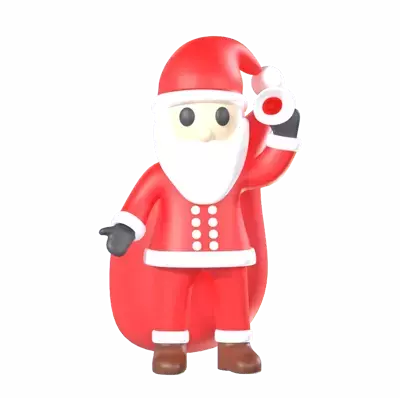 Santa Claus Carrying Sack 3D Graphic