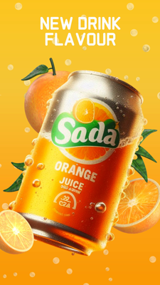 Cold Refreshment Canned Orange Drink Advertising With Editable 3D Orange Fruit 3D Template