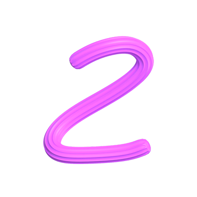 3D Number 2 Shape Creamy Text 3D Graphic
