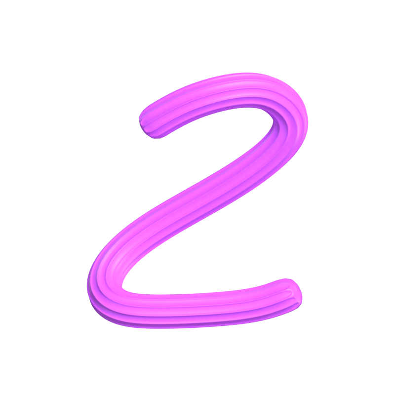  3D Number 2 Shape Creamy Text