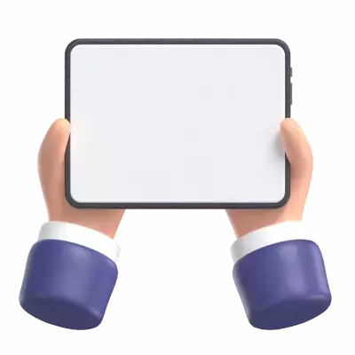 Hand Holding Tablet 3D Graphic