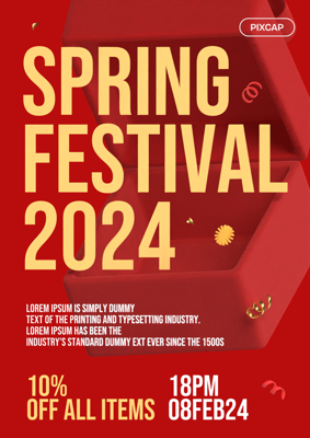 Spring Festival Red New Year Promotion 3D Template 3D Template