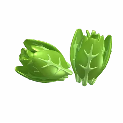 Two Lettuce Pieces 3D Model 3D Graphic