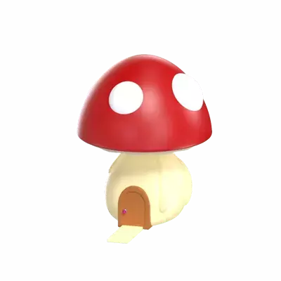 Mushroom House 3D Graphic