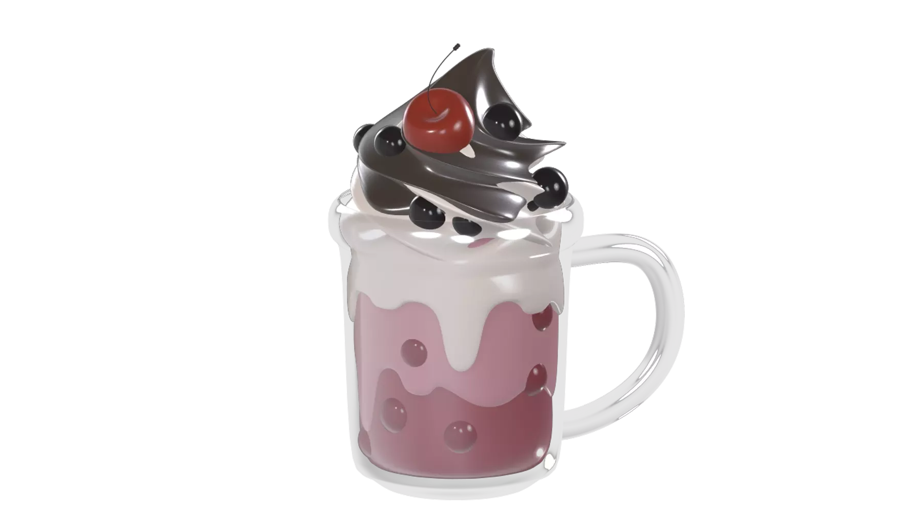 Bubble Tea With Cherry 3D Graphic