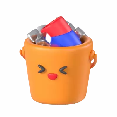 Soft Drink On Ice Bucket 3D Model With Amused Expression 3D Graphic