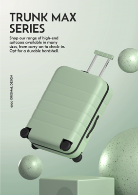 Green Pastel Grainy Cube Elements Cube Traveling Suitcase Elegant 3D Template
