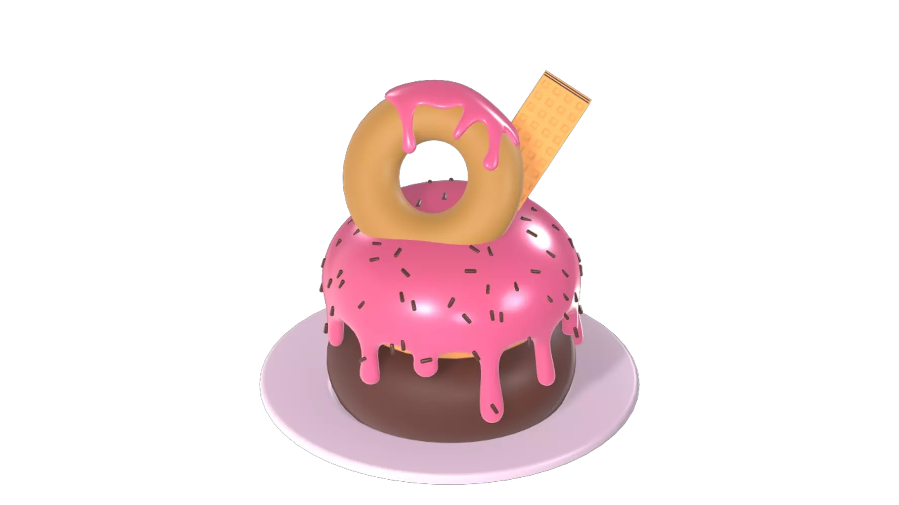 Birthday Cake with Donuts 3D Graphic