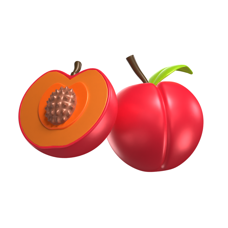 3D Peach Model Fruit With Pulp Exposed 3D Graphic