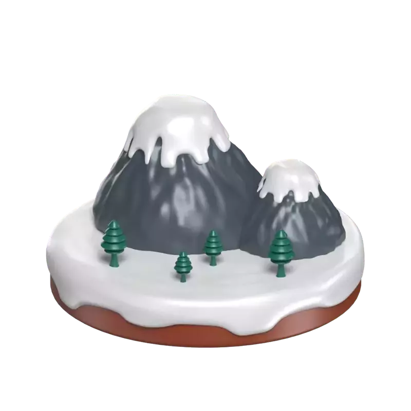 3D Snowy Mountain With Trees Around 3D Graphic