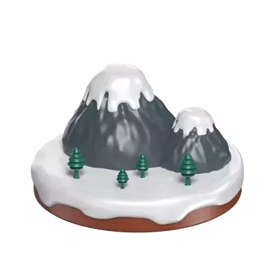 3D Snowy Mountain With Trees Around 3D Graphic