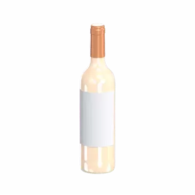 3D White Wine Bottle With Even Form And Golden Cap 3D Graphic
