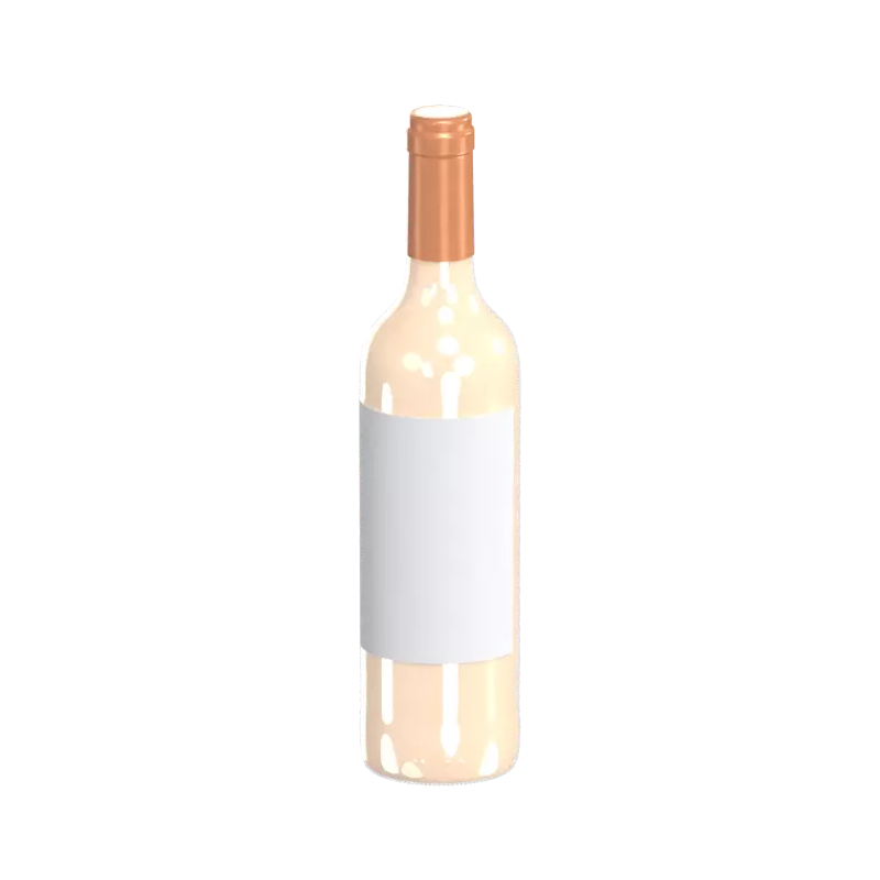 3D White Wine Bottle With Even Form And Golden Cap 3D Graphic