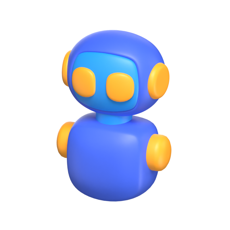 Humanoid Robot 3D Icon Model With Eyes And Ears 3D Graphic