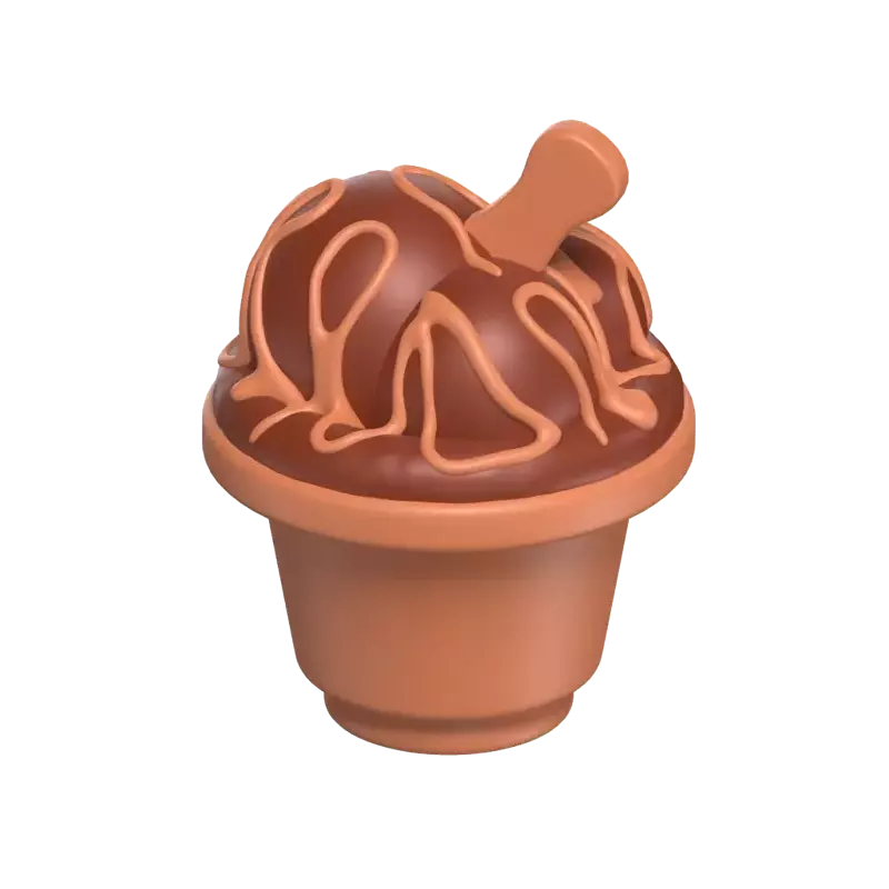3D Chocolate Ice Cream With Topping Spoon 3D Graphic